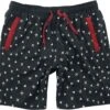 "Black Swim Shorts With All-Over Print And Red Details" Swim Shorts Black By RED By EMP