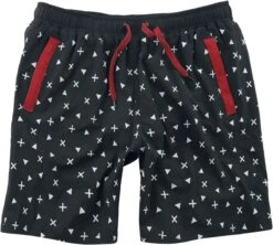 "Black Swim Shorts With All-Over Print And Red Details" Swim Shorts Black By RED By EMP