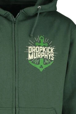 "Anchor Admat Green" Hooded Zip Dark Green By Dropkick Murphys -Men Fashion Clothing Store 457297d