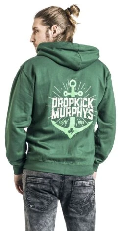 "Anchor Admat Green" Hooded Zip Dark Green By Dropkick Murphys -Men Fashion Clothing Store 457297wb
