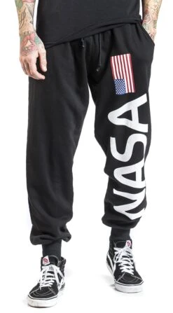 "Flag And Logo" Tracksuit Trousers Black By NASA -Men Fashion Clothing Store 457539wa