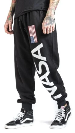 "Flag And Logo" Tracksuit Trousers Black By NASA -Men Fashion Clothing Store 457539wa2