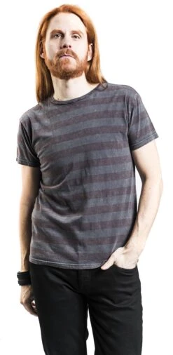 "Grey T-shirt With Horizontal Stripes And Crew Neckline" T-Shirt Grey By Black Premium By EMP -Men Fashion Clothing Store 464334wa