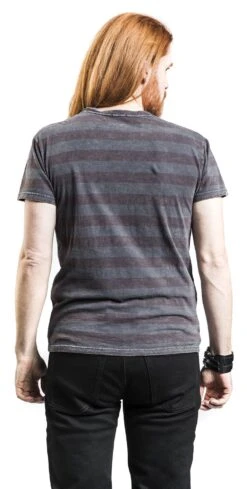 "Grey T-shirt With Horizontal Stripes And Crew Neckline" T-Shirt Grey By Black Premium By EMP -Men Fashion Clothing Store 464334wb
