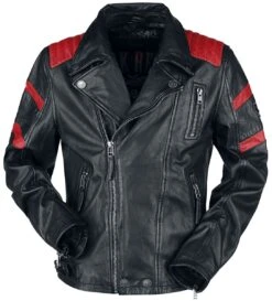 "Black/Red Leather Biker Jacket" Leather Jacket Black-red By Rock Rebel By EMP