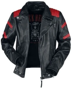 "Black/Red Leather Biker Jacket" Leather Jacket Black-red By Rock Rebel By EMP -Men Fashion Clothing Store 464867c