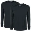 "Double Pack Black Long-Sleeve Tops With Crew Neck And V Neck" Long-sleeve Shirt Black By Black Premium By EMP