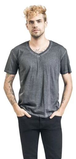 "T-Shirt With Vintage Wash" T-Shirt Grey By Black Premium By EMP -Men Fashion Clothing Store 468915wa
