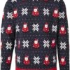 "Santa And Snowflakes Sweater" Christmas Jumper Navy/white/red By Urban Classics 2 "Santa And Snowflakes Sweater" Christmas Jumper Navy/white/red By Urban Classics -Men Fashion Clothing Store 468948a