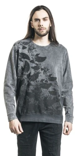 "Raven Shadows" Sweatshirt Grey By Outer Vision -Men Fashion Clothing Store 469014wa