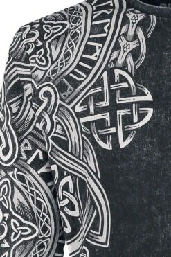 "Black Long-Sleeve Shirt With Wash And Print" Long-sleeve Shirt Black By Black Premium By EMP -Men Fashion Clothing Store 469227d