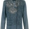 "Blue Long-Sleeve Shirt With Wash And Print" Long-sleeve Shirt Blue By Rock Rebel By EMP