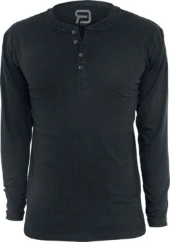 "Basic Henley" Long-sleeve Shirt Black By RED By EMP