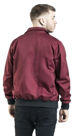 "Burgundy-Red Bomber Jacket With Standing Collar" Between-seasons Jacket Burgundy By RED By EMP -Men Fashion Clothing Store 469836wb