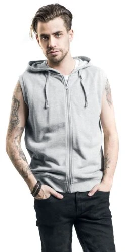 "Grey Sweat Vest With Hood" Vest Grey By RED By EMP -Men Fashion Clothing Store 469842wa