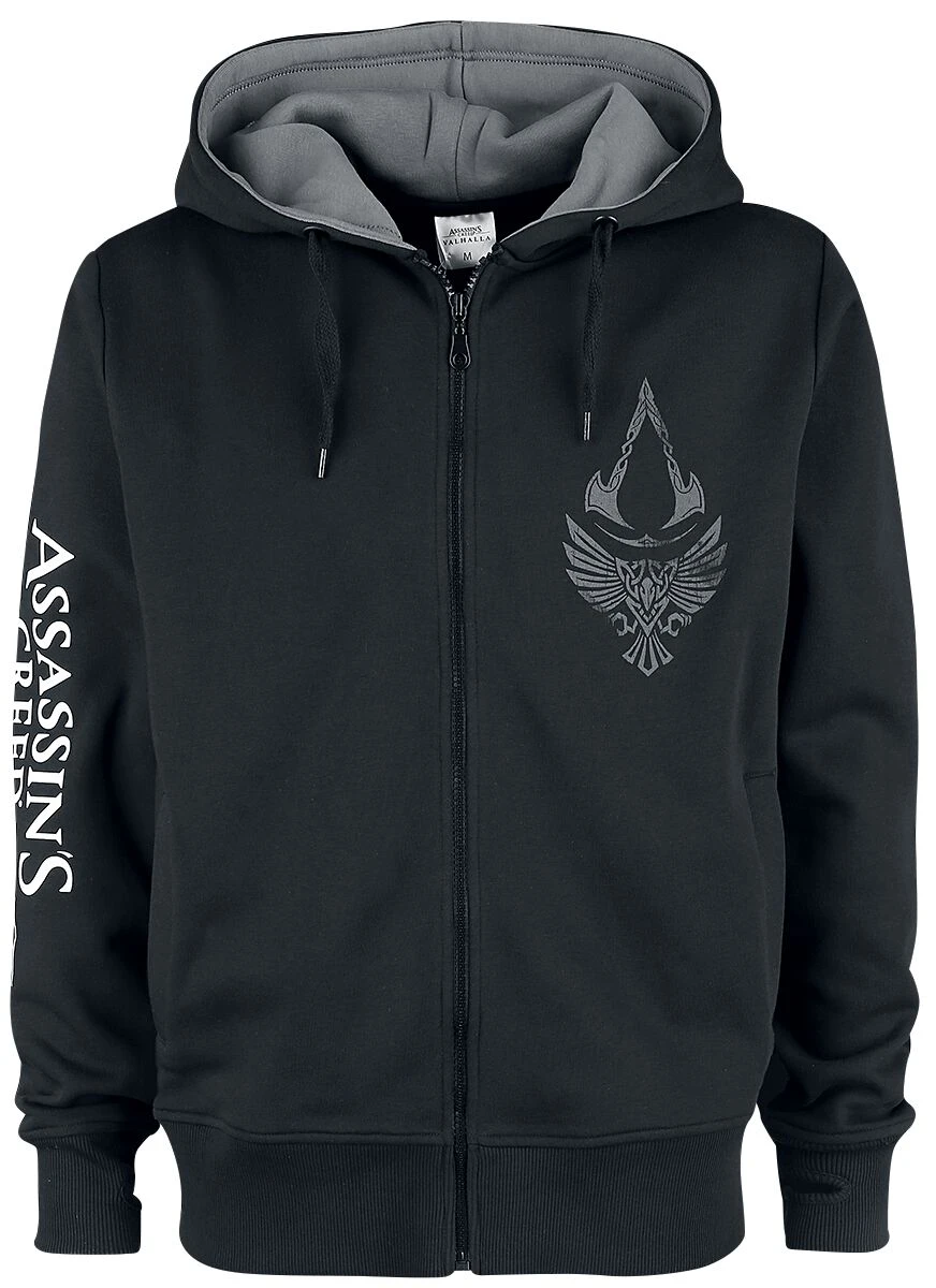 "Valhalla - Raven & Symbol" Hooded Zip Black-grey By Assassin's Creed 3 "Valhalla - Raven & Symbol" Hooded Zip Black-grey By Assassin's Creed