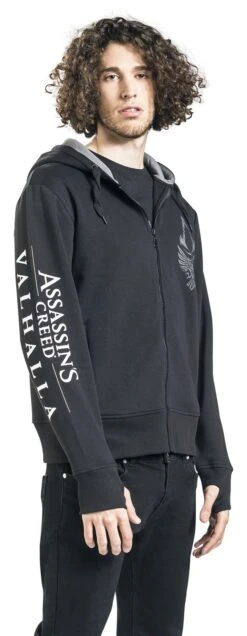 "Valhalla - Raven & Symbol" Hooded Zip Black-grey By Assassin's Creed 13 "Valhalla - Raven & Symbol" Hooded Zip Black-grey By Assassin's Creed -Men Fashion Clothing Store 470469wa
