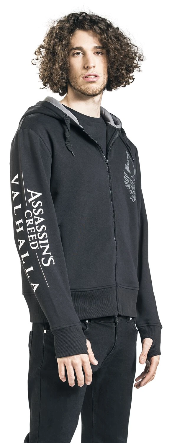 "Valhalla - Raven & Symbol" Hooded Zip Black-grey By Assassin's Creed 7 "Valhalla - Raven & Symbol" Hooded Zip Black-grey By Assassin's Creed - Image 5