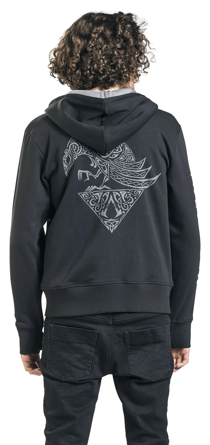 "Valhalla - Raven & Symbol" Hooded Zip Black-grey By Assassin's Creed 9 "Valhalla - Raven & Symbol" Hooded Zip Black-grey By Assassin's Creed - Image 7