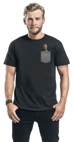 "Pocket Groot" T-Shirt Black By Guardians Of The Galaxy -Men Fashion Clothing Store 471013wa