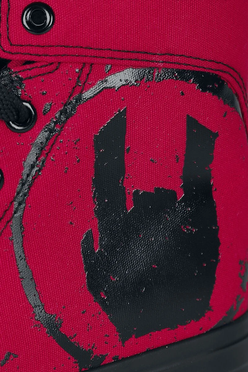 "Red Sneakers With Rockhand Print" Sneakers High Red By EMP Basic Collection 8 "Red Sneakers With Rockhand Print" Sneakers High Red By EMP Basic Collection - Image 6