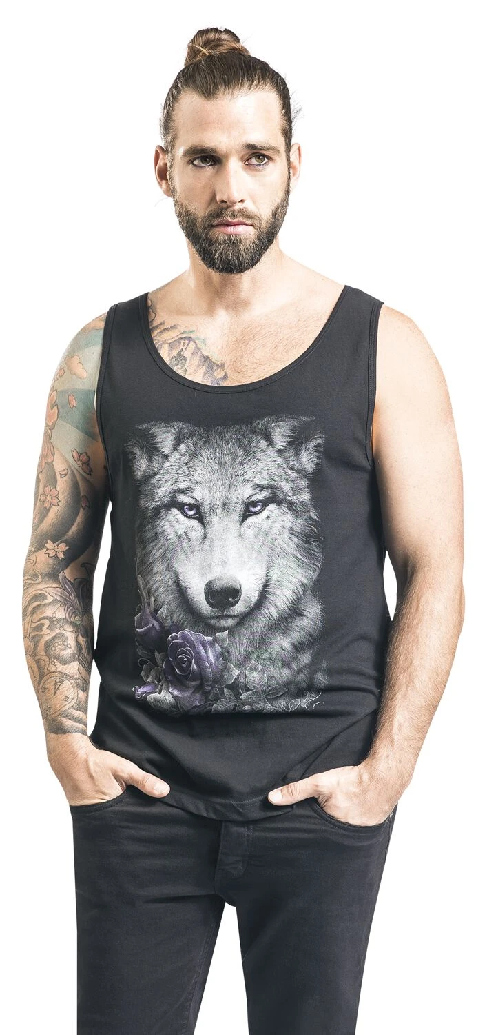 "Wolf Roses" Tanktop Black By Spiral 6 "Wolf Roses" Tanktop Black By Spiral - Image 4