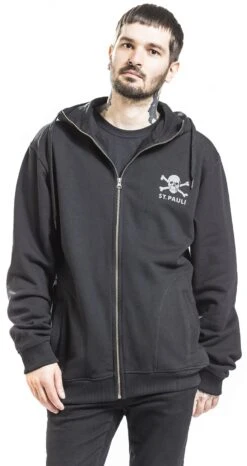 "FC St. Pauli - Skull" Hooded Zip Black By FC St. Pauli -Men Fashion Clothing Store 479923wa