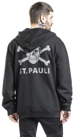 "FC St. Pauli - Skull" Hooded Zip Black By FC St. Pauli -Men Fashion Clothing Store 479923wb