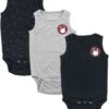"Kids’ Set Of Three Grey/black Baby Grows" Body Grey-black By EMP Basic Collection -Men Fashion Clothing Store 482664a