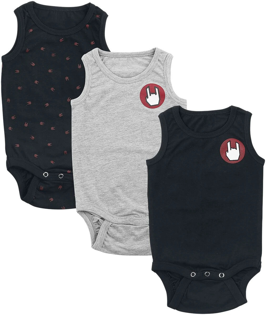 "Kids’ Set Of Three Grey/black Baby Grows" Body Grey-black By EMP Basic Collection 3 "Kids’ Set Of Three Grey/black Baby Grows" Body Grey-black By EMP Basic Collection