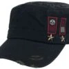 "Black Army Cap With Print, Patches And Studs" Cap Black By Rock Rebel By EMP