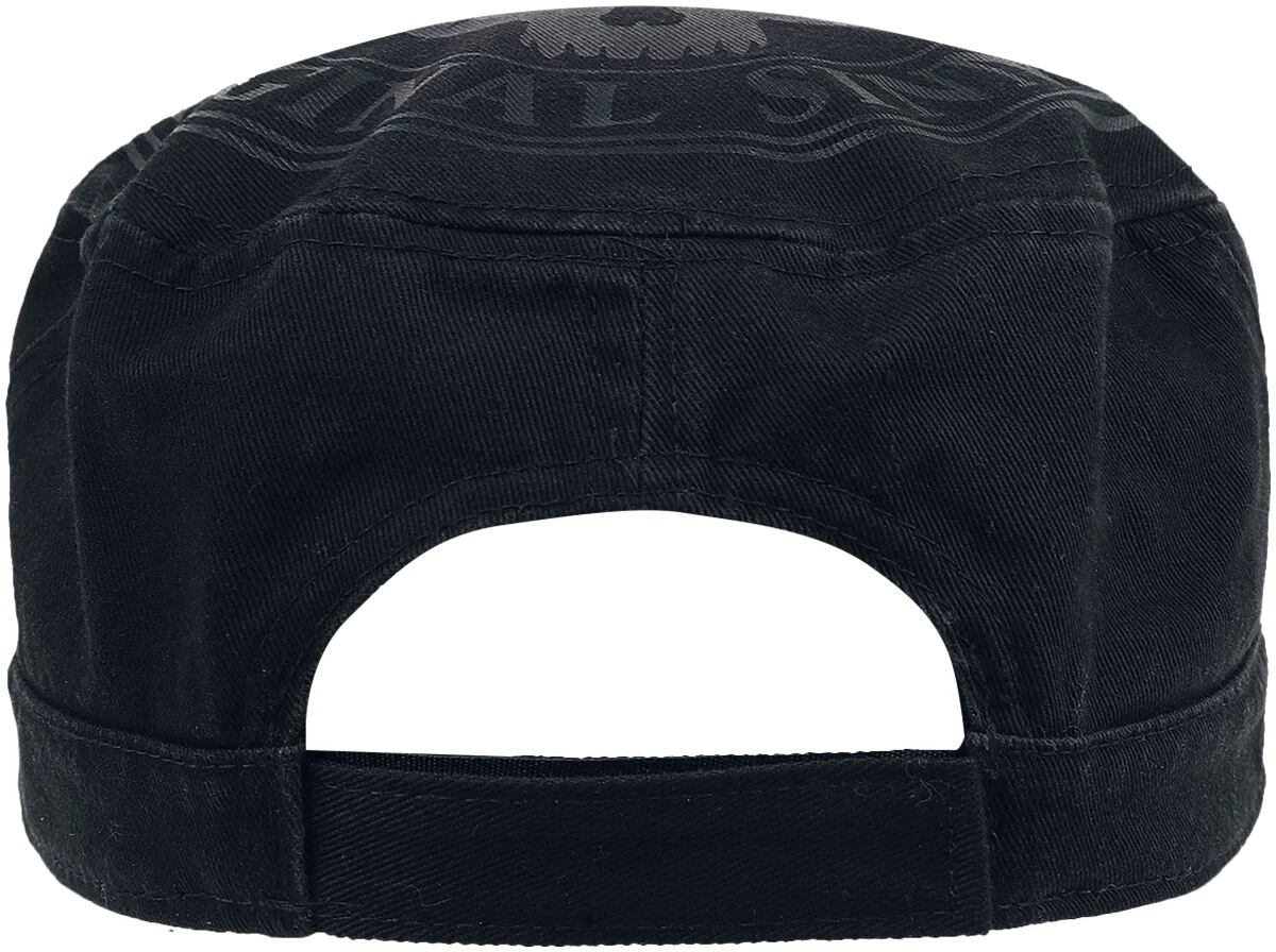 "Black Army Cap With Print, Patches And Studs" Cap Black By Rock Rebel By EMP 4 "Black Army Cap With Print, Patches And Studs" Cap Black By Rock Rebel By EMP - Image 2