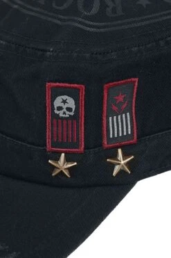 "Black Army Cap With Print, Patches And Studs" Cap Black By Rock Rebel By EMP 10 "Black Army Cap With Print, Patches And Studs" Cap Black By Rock Rebel By EMP -Men Fashion Clothing Store 484610d