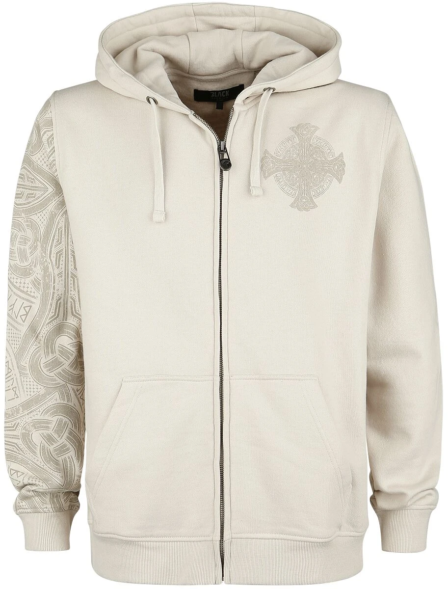 "Beige Hooded Jacket With Celtic-Style Print" Hooded Zip Beige By Black Premium By EMP 3 "Beige Hooded Jacket With Celtic-Style Print" Hooded Zip Beige By Black Premium By EMP
