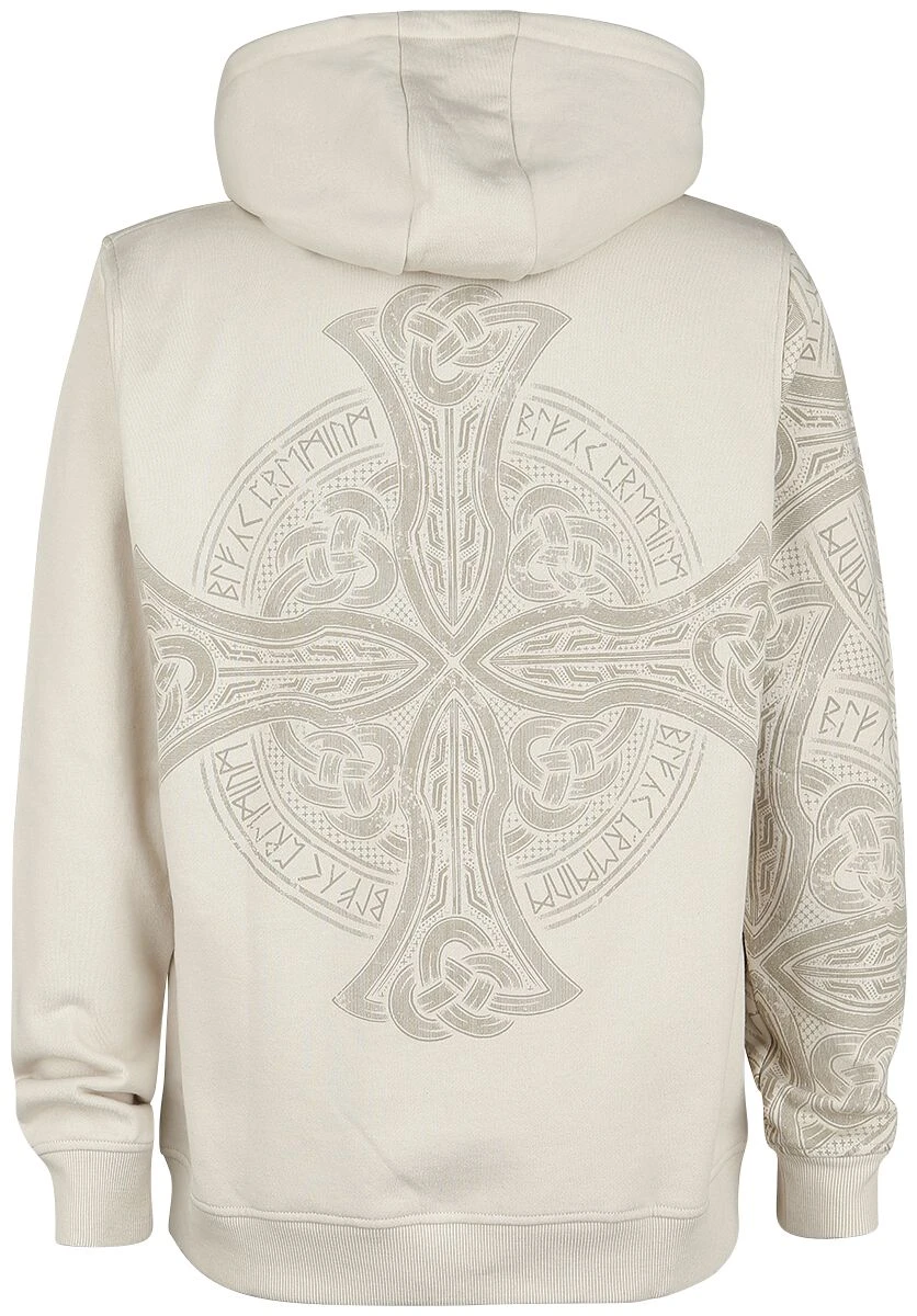 "Beige Hooded Jacket With Celtic-Style Print" Hooded Zip Beige By Black Premium By EMP 4 "Beige Hooded Jacket With Celtic-Style Print" Hooded Zip Beige By Black Premium By EMP - Image 2