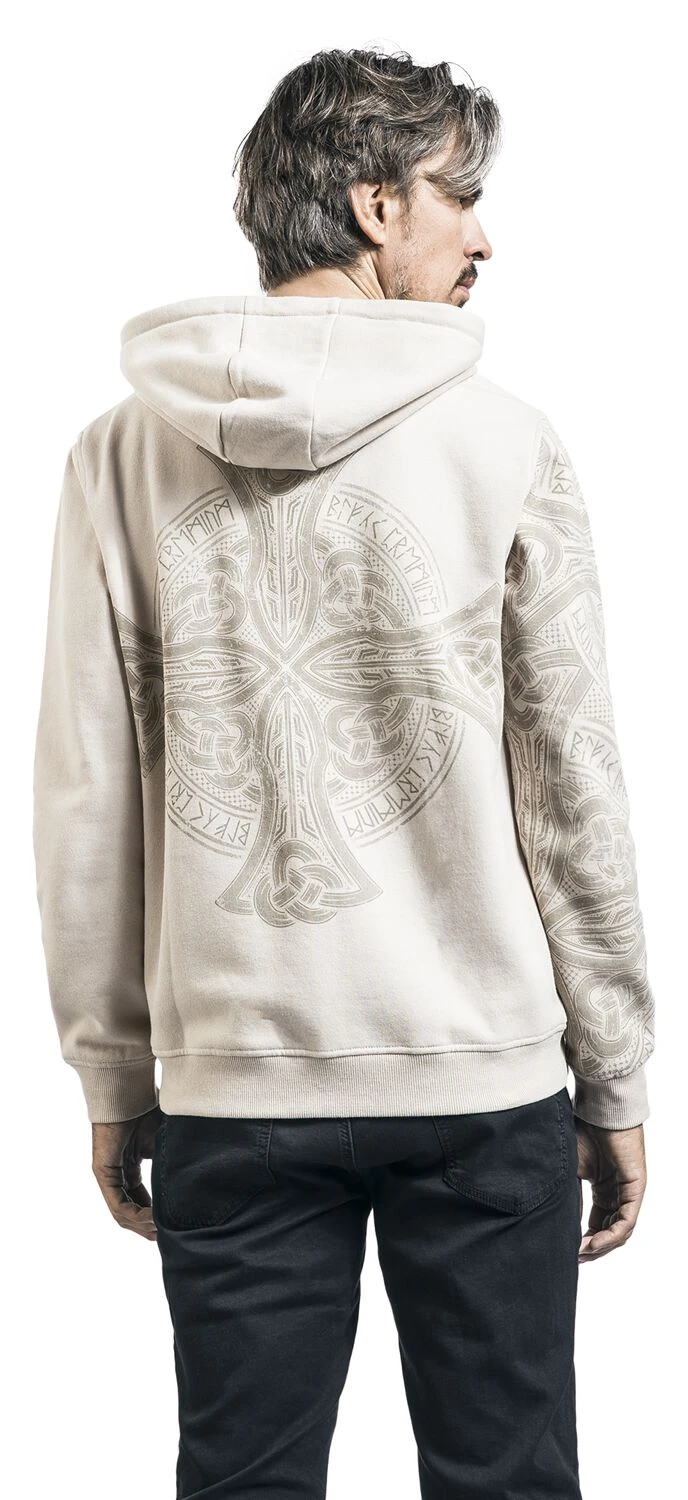 "Beige Hooded Jacket With Celtic-Style Print" Hooded Zip Beige By Black Premium By EMP 8 "Beige Hooded Jacket With Celtic-Style Print" Hooded Zip Beige By Black Premium By EMP - Image 6