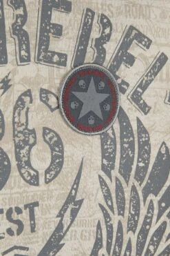 "Beige Hooded Jacket With Prints" Hooded Zip Beige By Rock Rebel By EMP -Men Fashion Clothing Store 485542d