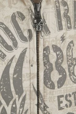 "Beige Hooded Jacket With Prints" Hooded Zip Beige By Rock Rebel By EMP -Men Fashion Clothing Store 485542d3