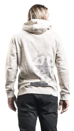 "Beige Hooded Jacket With Prints" Hooded Zip Beige By Rock Rebel By EMP -Men Fashion Clothing Store 485542wb