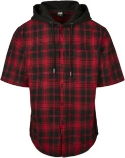 "Hooded Short Sleeve Shirt" Short-sleeved Shirt Black-red By Urban Classics