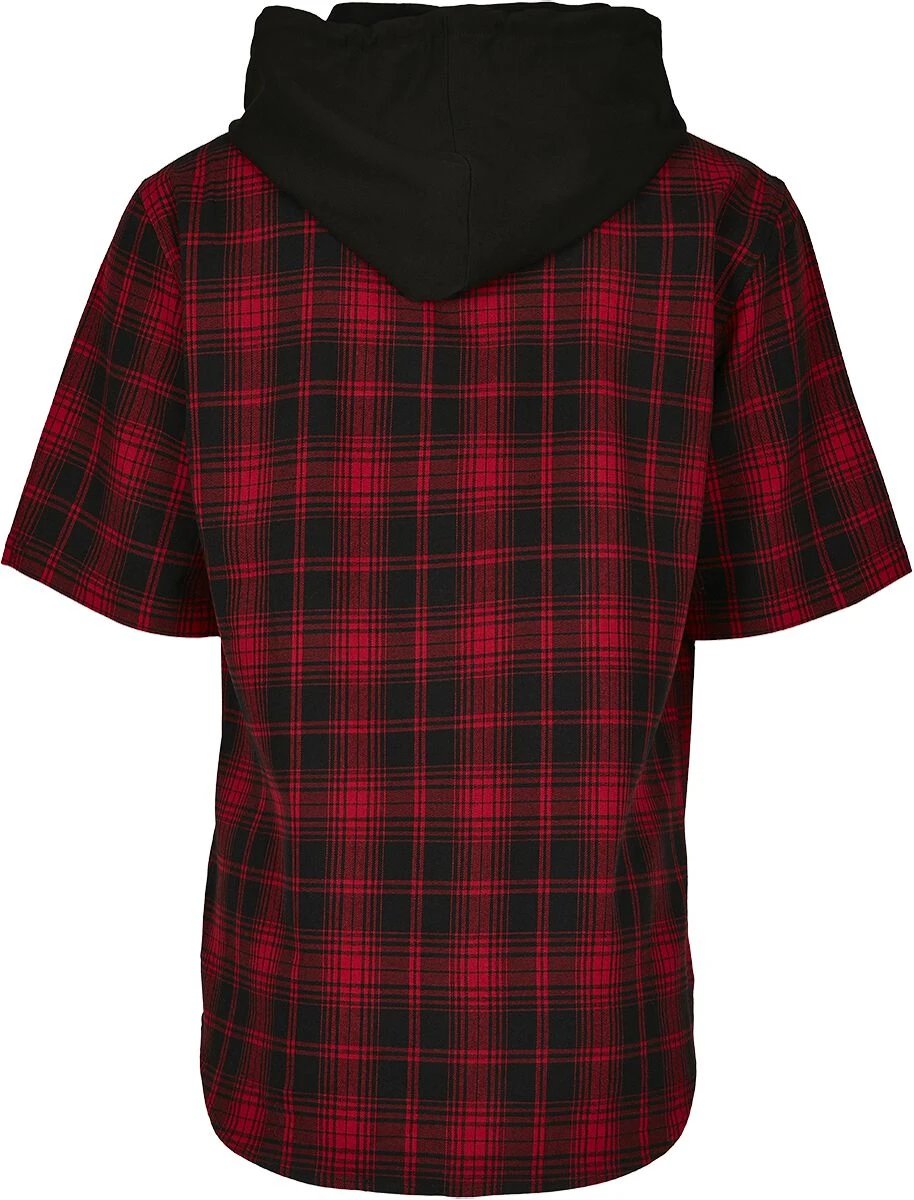 "Hooded Short Sleeve Shirt" Short-sleeved Shirt Black-red By Urban Classics 4 "Hooded Short Sleeve Shirt" Short-sleeved Shirt Black-red By Urban Classics - Image 2