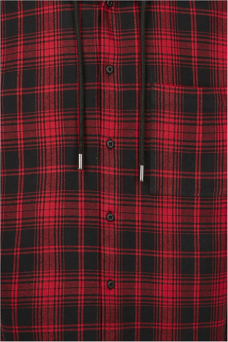 "Hooded Short Sleeve Shirt" Short-sleeved Shirt Black-red By Urban Classics 5 "Hooded Short Sleeve Shirt" Short-sleeved Shirt Black-red By Urban Classics - Image 3