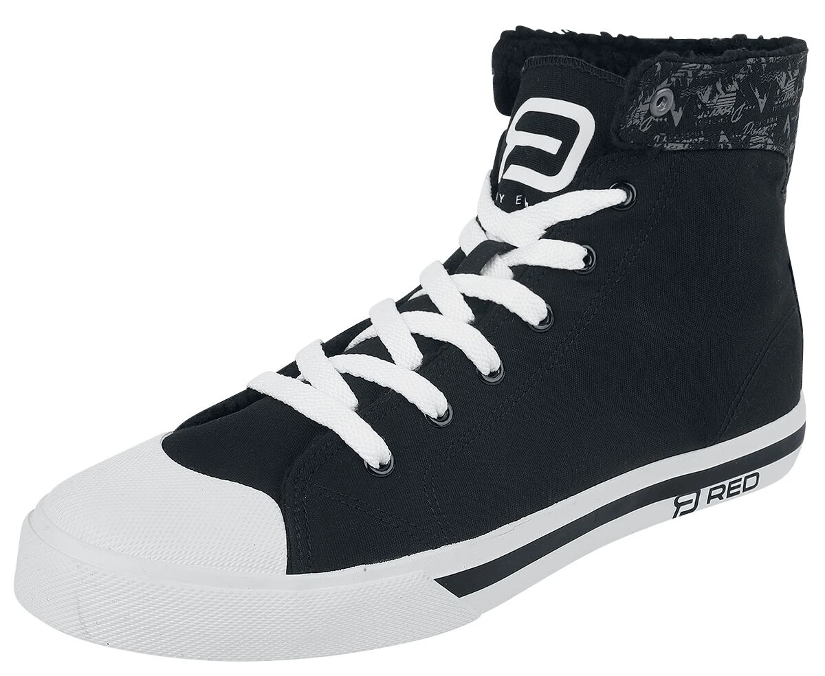 "Black Lined Sneakers With Print Details" Sneakers High Black By RED By EMP 3 "Black Lined Sneakers With Print Details" Sneakers High Black By RED By EMP