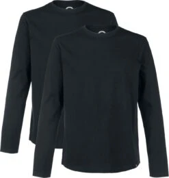 "Double Pack Long-Sleeve Tops In Black With Crew Neck" Long-sleeve Shirt Black By RED By EMP