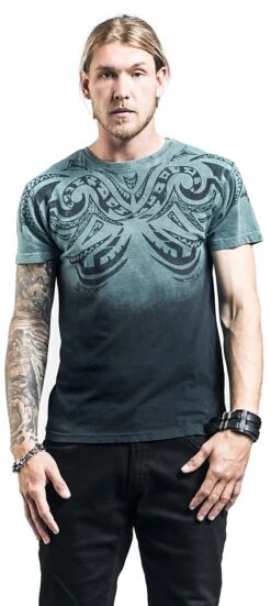 "Waves Tattoo" T-Shirt Turquoise By Outer Vision -Men Fashion Clothing Store 486876wa