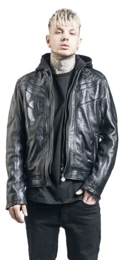 "Logo" Leather Jacket Black By Rammstein -Men Fashion Clothing Store 487816wa