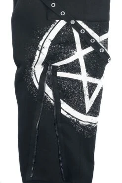 "Relaxed Black Trousers With Pockets, Straps And Prints" Cloth Trousers Black By Gothicana By EMP 10 "Relaxed Black Trousers With Pockets, Straps And Prints" Cloth Trousers Black By Gothicana By EMP -Men Fashion Clothing Store 493681d