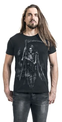 "Black Grim Reaper T-shirt" T-Shirt Black By Gothicana By EMP 7 "Black Grim Reaper T-shirt" T-Shirt Black By Gothicana By EMP -Men Fashion Clothing Store 493721wa