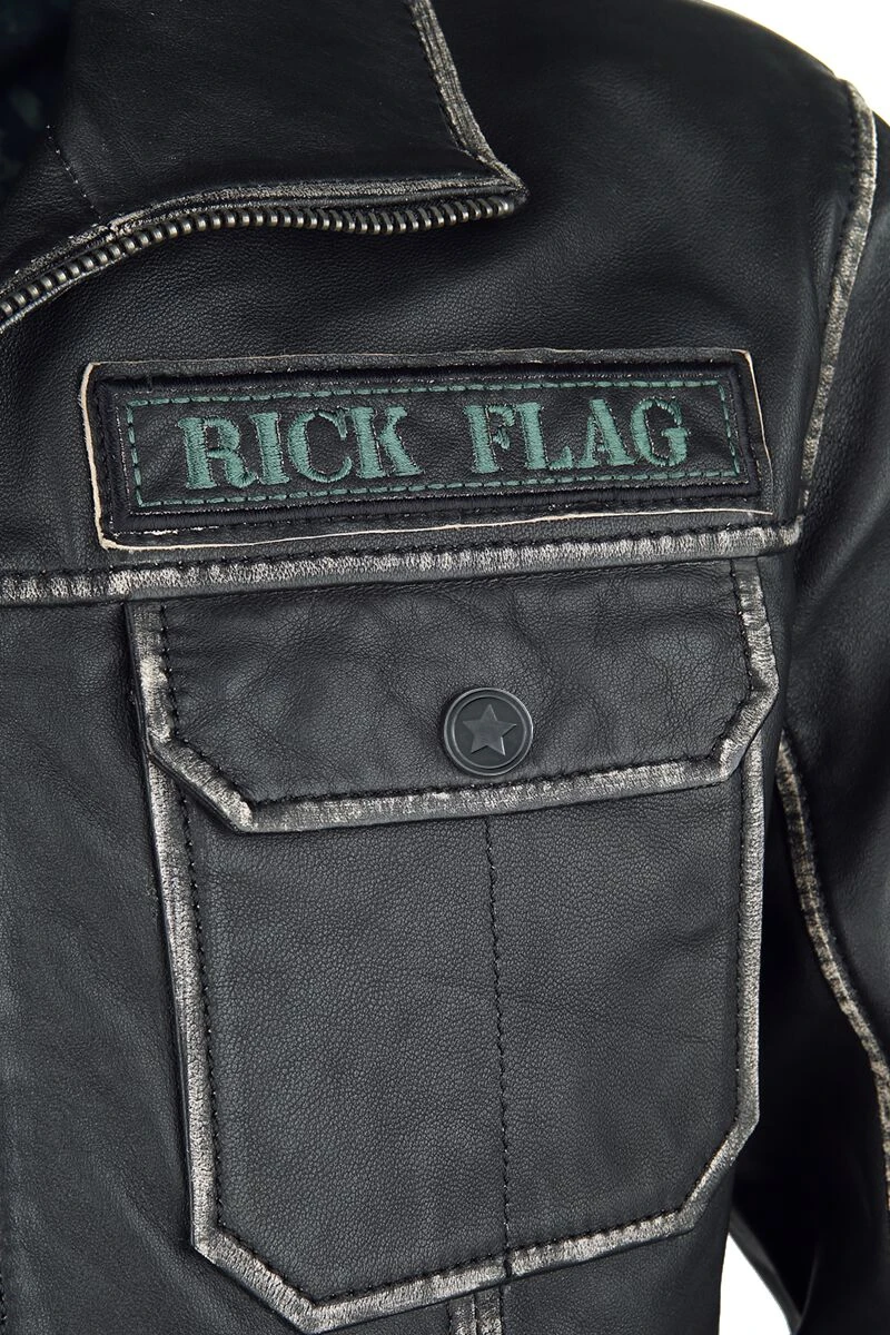 "2 - Rick Flag" Leather Jacket Black By Suicide Squad 6 "2 - Rick Flag" Leather Jacket Black By Suicide Squad - Image 4
