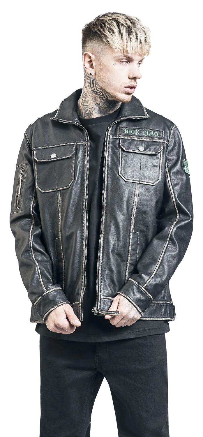 "2 - Rick Flag" Leather Jacket Black By Suicide Squad 10 "2 - Rick Flag" Leather Jacket Black By Suicide Squad - Image 8